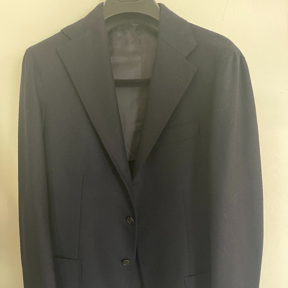 Natalino Sport Jacket - Dark Navy Merino Wool Hopsack (size 50EU/40US)